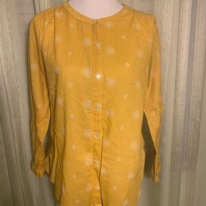LOFT Yellow Floral Button Down Shirt